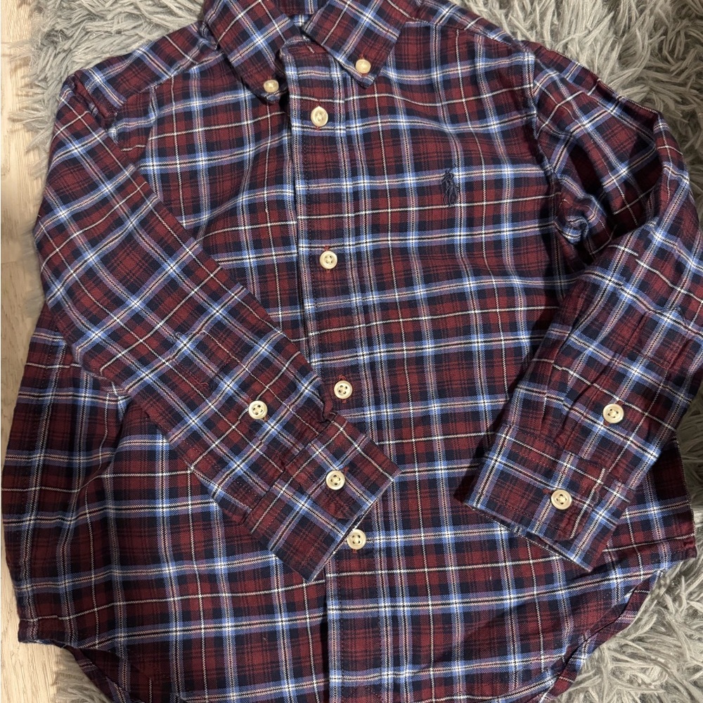 Plaid Kids Shirt - Red and Blue